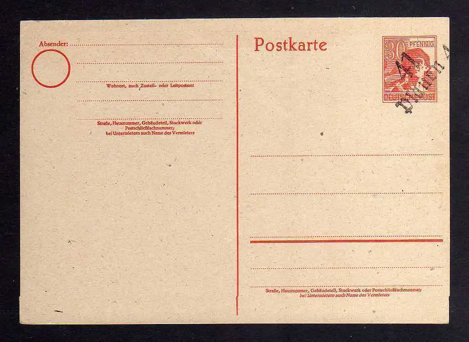 h2288 Handstempel Bezirk 41 Plauen 30 Pfg. Ganzsache Arbeiter gepr. Dr. Kalb BPP