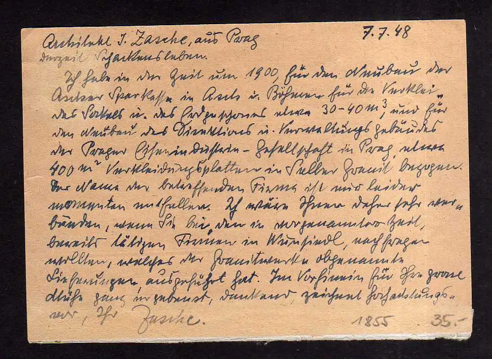 h1855 Handstempel Bezirk 20 Magdeburg Postkarte Bedarf 7.7.48 an Bürgermeisteram