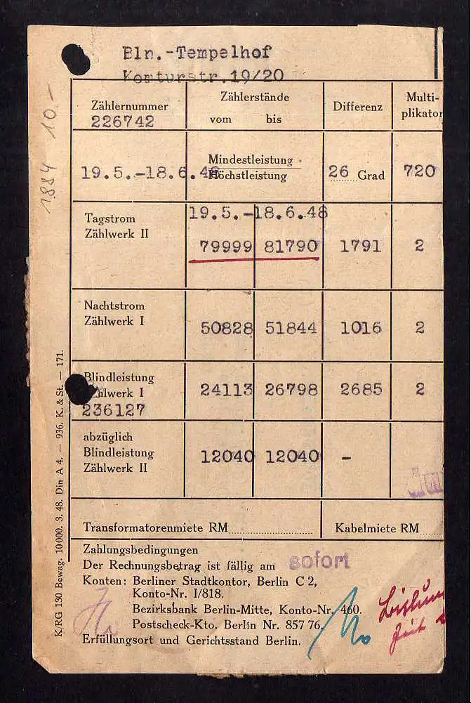 h1884 Handstempel Bezirk 3 Berlin 7 Briefteil 30.6.48 nach Tempelhof