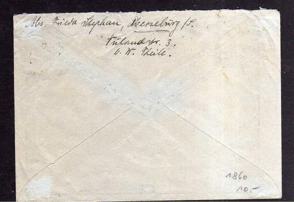 h1860 Handstempel Bezirk 20 Merseburg 2.7.48 Brief an Sozialversicherungsanstalt