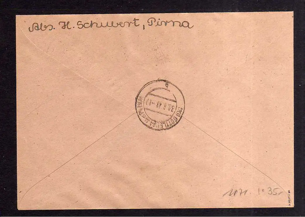 h1171 Brief Handstempel Bezirk 14 Gottleuba 29.6.48 Pirna Copitz Einschreiben 18