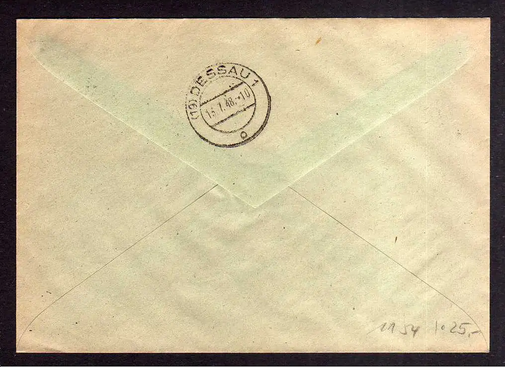 h1154 Brief Handstempel Bezirk 14 Dresden 30.6.48 Einschreiben 5.- Taube als Zeh