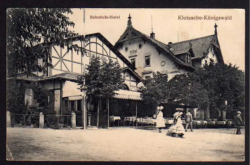 75947 AK Dresden klotzsche Königswald Bahnhofs Hotel 1918