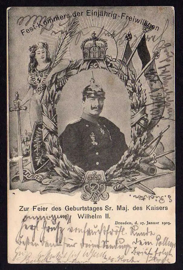 74187 AK Dresden 1905 Fest Kommers der Einjährig Freiwilligen Kaisergeburtstag