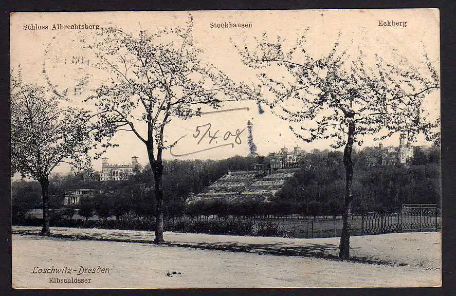 80654 AK Dresden Loschwitz Schloss Albrechtsburg Stockhausen Eckberg 1908