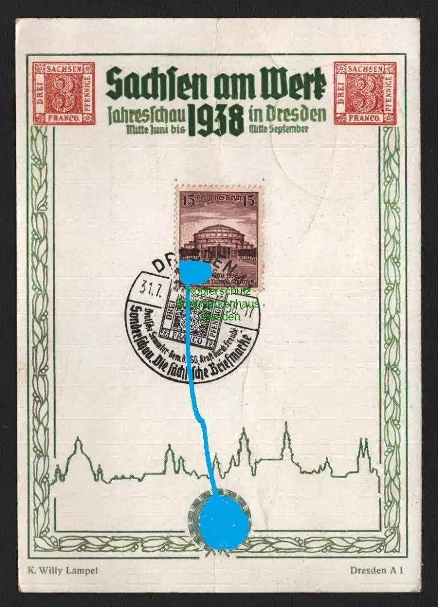 151366 AK Dresden 1938 Sachsen am Werk Jahresschau Sachsendreier Verlag Lampel