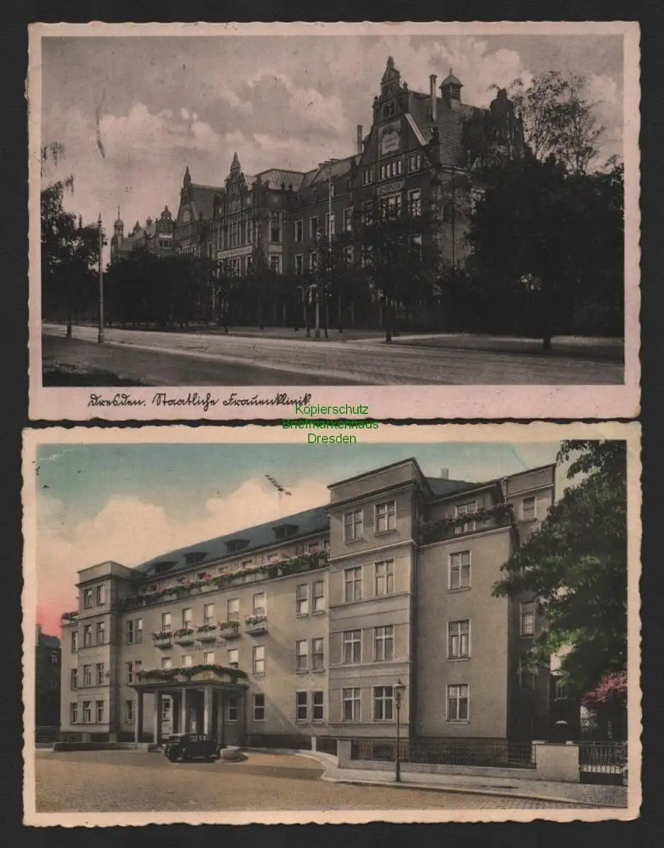 151746 2 AK Dresden Staatliche Frauenklinik 1941 St. Joseph Stift Wintergarten