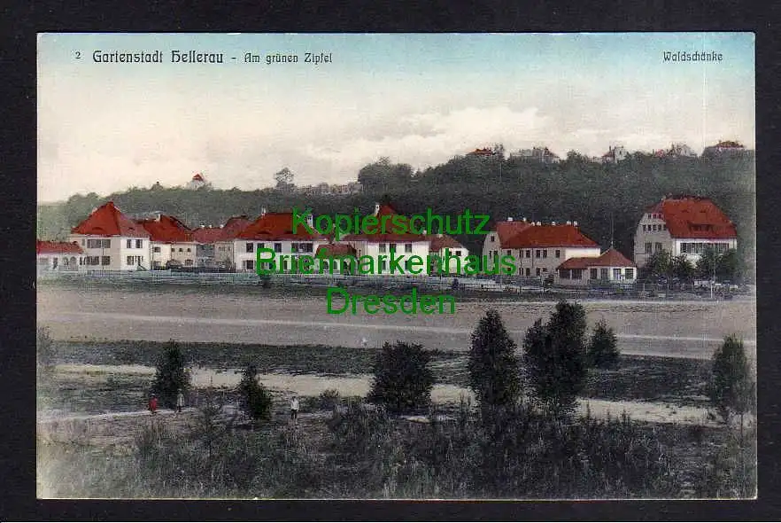 119523 Ansichtskarte Dresden Gartenstadt Hellerau um 1910 Am grünen Zipfel Waldschänke