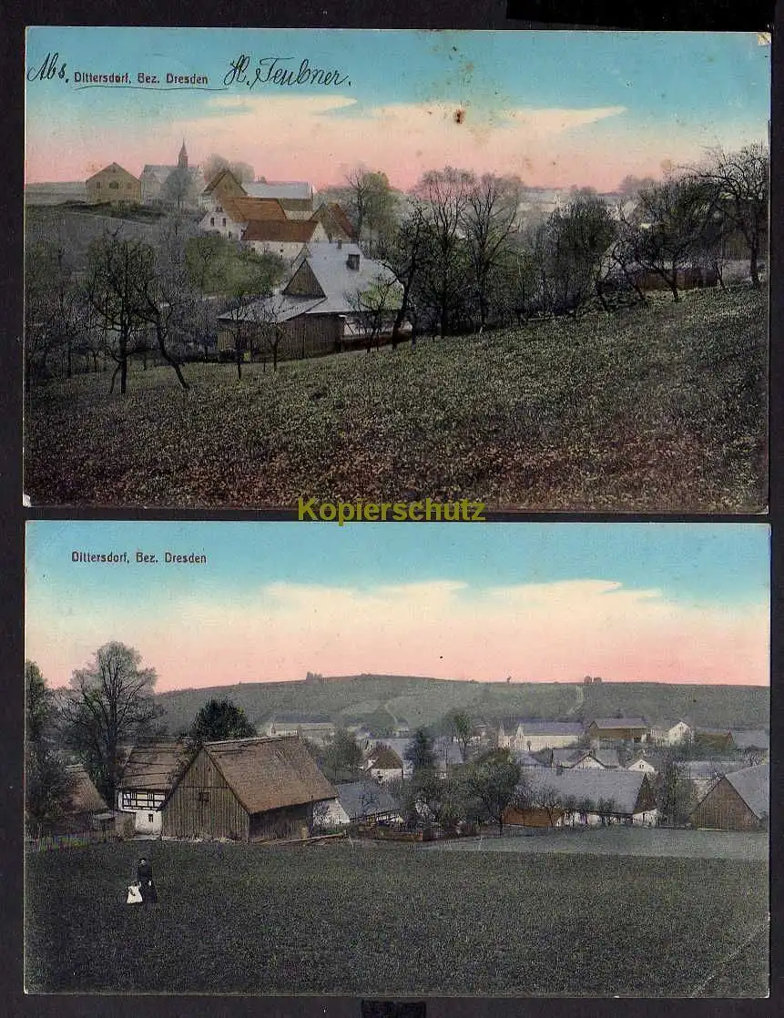 120242 2 Ansichtskarte Dittersdorf Bez. Dresden 1915