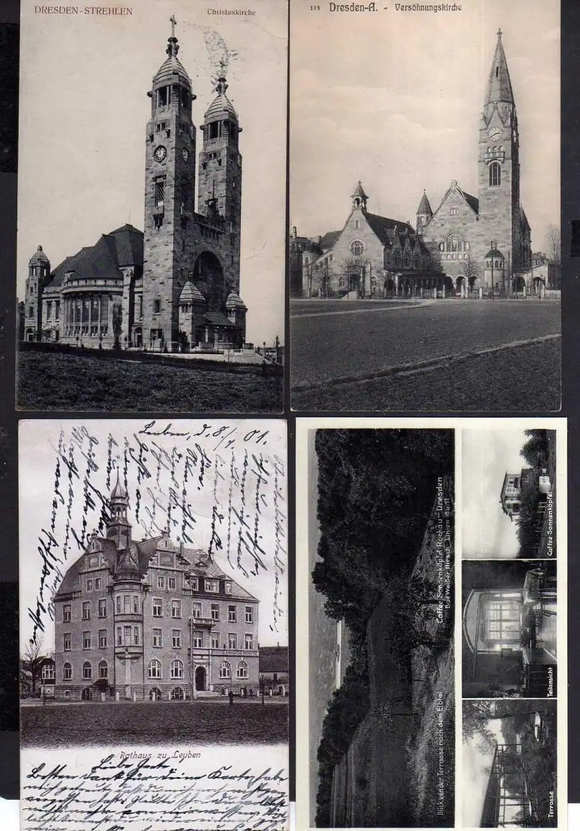 113014 4 Ansichtskarte Dresden Strehlen Christuskirche Altstadt Versöhnungskirche Rathaus L