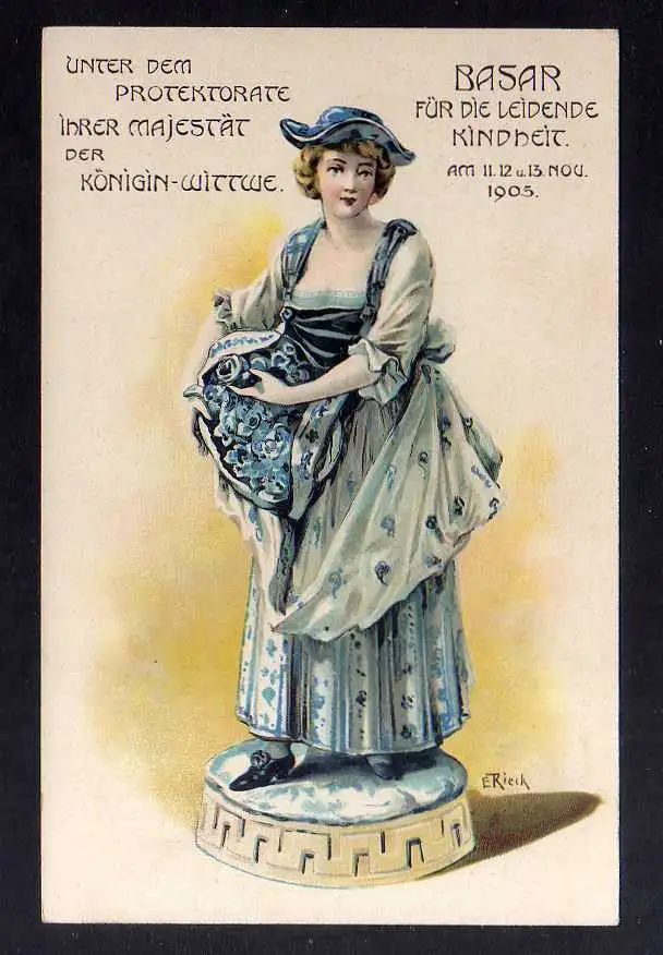 127267 Ansichtskarte Dresden Basar für die leidende Kindheit 1905 Königin Wittwe Porzellan