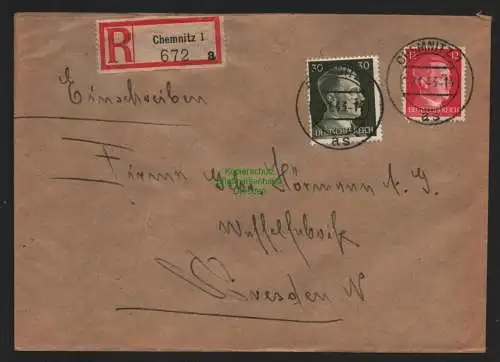 B9209 R-Brief Gebr. Hörmann A.-G. Chemnitz 1 a 1943 Carl Krauß Schokoladen-Krauß