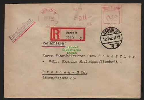 B9136 R-Brief Gebr. Hörmann A.-G. Berlin 9 c 1942 Julius Klinzmann
