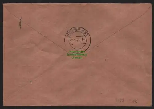 B9199 R-Brief Gebr. Hörmann A.-G. Brunndöbra Vogtl 1943 Paul Schmutzler Kolonial