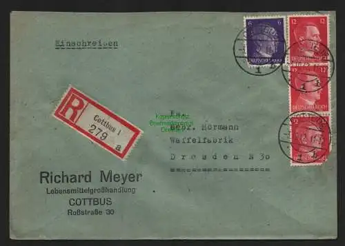 B9237 R-Brief Gebr. Hörmann A.-G. Cottbus 1 a 1942 Richard Meyer  Lebensmittel
