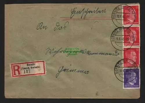 B9185 R-Brief Gebr. Hörmann A.-G. Bornitz (Amtsh. Oschatz) 1943