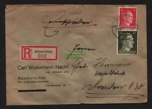 B9007 R-Brief Gebr. Hörmann A.-G. Altmorschen 1943 Carl Wiskemann Nachf. Inh.