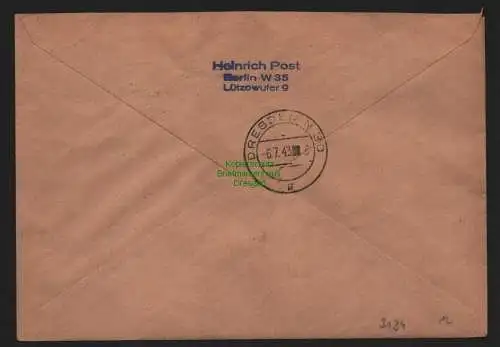 B9134 R-Brief Gebr. Hörmann A.-G. Berlin 8 l 1943 Heinrich Post