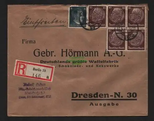 B9104 R-Brief Gebr. Hörmann A.-G. Berlin 39 a 1942 Rudolf Eckart