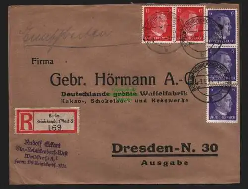 B9158 R-Brief Gebr. Hörmann A.-G. Berlin- Reinickendorf West 1943 Rudolf Eckart
