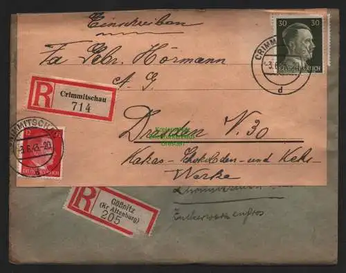 B9241 R-Brief Gebr. Hörmann A.-G. Crimmitschau 1943 Paul Heinrich Schönfeld