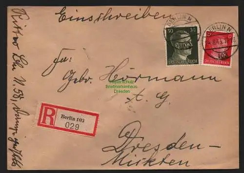 B9047 R-Brief Gebr. Hörmann A.-G. Berlin 103 1943 Ritter