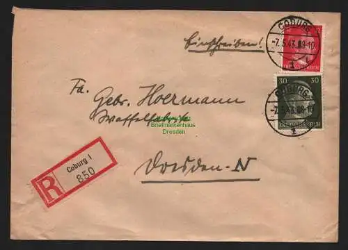 B9231 R-Brief Gebr. Hörmann A.-G. Coburg 1 1943