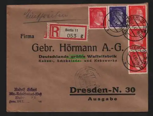 B9050 R-Brief Gebr. Hörmann A.-G. Berlin 11 g 1943 Rudolf Eckart Vordruck