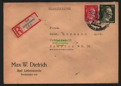 B9026 R-Brief Gebr. Hörmann A.-G. Bad Liebenwerda 1942 Max W. Dietrich