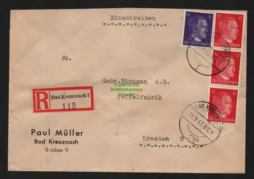 B9024 R-Brief Gebr. Hörmann A.-G. Bad Kreuznach 1943 Paul Müller