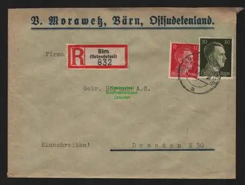 B9036 R-Brief Gebr. Hörmann A.-G. Bärn (Ostsudetenl) 1942 B. Morawetz