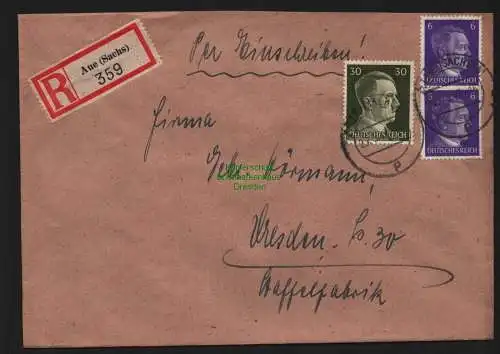 B9019 R-Brief Gebr. Hörmann A.-G. Aue (Sachs) 1943 Alfred Schürer