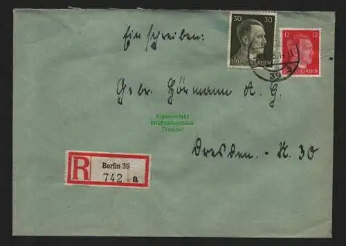B9103 R-Brief Gebr. Hörmann A.-G. Berlin 39 a 1943