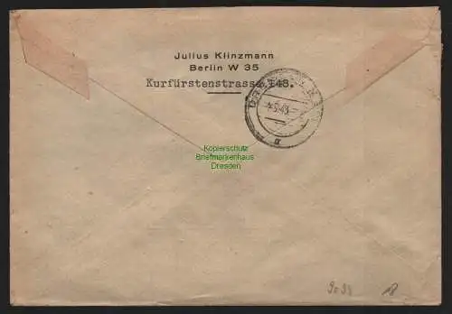 B9094 R-Brief Gebr. Hörmann A.-G. Berlin 35 s 1943 Julius Klinzmann