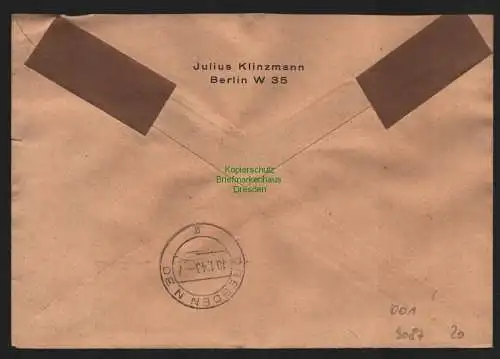 B9087 R-Brief Gebr. Hörmann A.-G. Berlin 35 b 1943 Julius Klinzmann