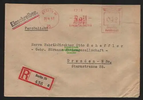 B9090 R-Brief Gebr. Hörmann A.-G. Berlin 35 c 1943 Julius Klinzmann