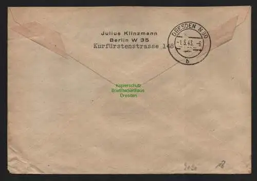 B9090 R-Brief Gebr. Hörmann A.-G. Berlin 35 c 1943 Julius Klinzmann