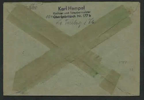 h5182 SBZ Brief Währungsreform 1948 Gebühr bezahlt Wendeumschlag Notumschlag