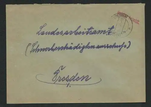 h5303 SBZ Währungsreform 1948 Brief Gebühr bezahlt Radeburg Bz. Dresden