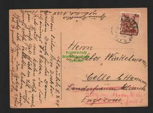 h4357 SBZ Bezirkshandstempel Bezirk 14 Postkarte Riesa 3 7.7.48 nach Celle bei