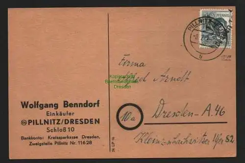 h4457 SBZ Bezirkshandstempel Bezirk 14 Postkarte Dresden 12 Pillnitz 8.7.48 gepr