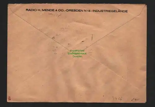 h4426 SBZ Bezirkshandstempel Bezirk 14 Brief 6.7.48 Radio Mende Landesverwaltung