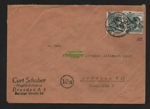 h4413 SBZ Bezirkshandstempel Bezirk 14 Brief Dresden 01.7.48 an Finanzamt