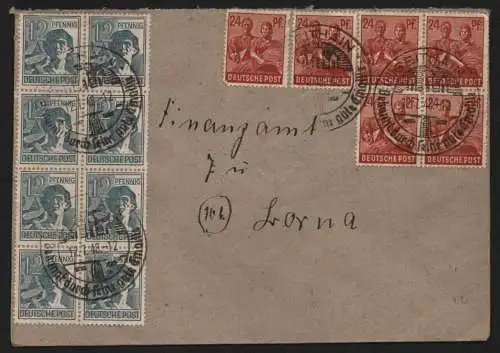 B12850 SBZ Brief Währungsreform Zehnfachfrankatur 1948 Geithain 12.7.48 n. Borna