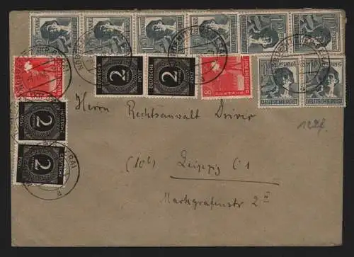 B12834 SBZ Brief Währungsreform Zehnfachfrankatur 1948 Nöbdenitz Kr. Gera