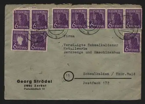 B12846 SBZ Brief Währungsreform Zehnfachfrankatur 1948 Zerbst 40x 6 Pfg.  MeF