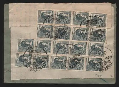 B12841 SBZ Brief Währungsreform Zehnfachfrankatur 1948 Ziegenrück Notumschlag