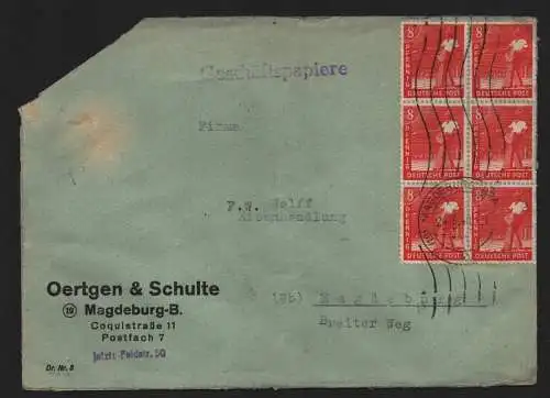 B12936 SBZ Brief Währungsreform Zehnfachfrankatur 1948 Magdeburg 24.6.48 Ersttag