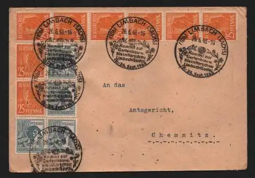 B12867 SBZ Brief Währungsreform Zehnfachfrankatur 1948 Limbach Sachs 26.6.48