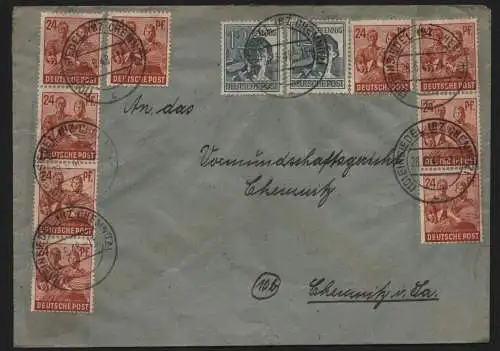 B12865 SBZ Brief Währungsreform Zehnfachfrankatur 1948 Einsiedel Bz. Chemnitz